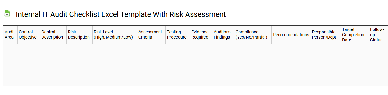 Internal IT audit checklist Excel template with risk assessment