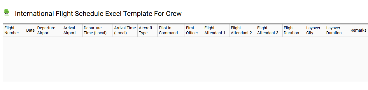 International flight schedule Excel template for crew