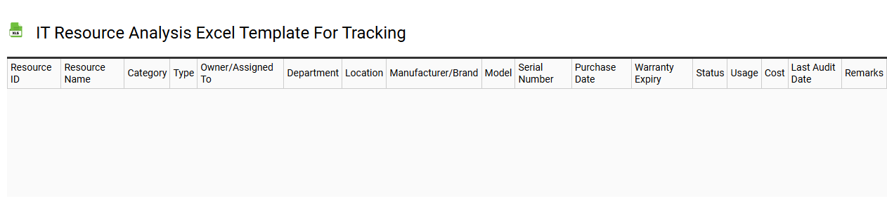 IT resource analysis Excel template for tracking