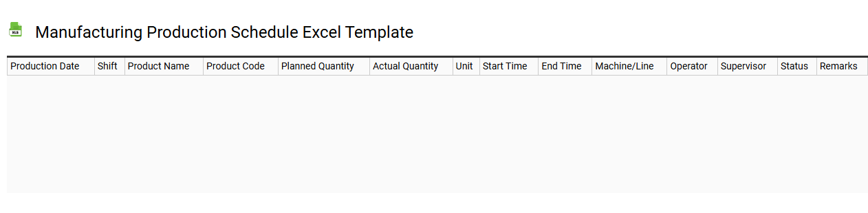 Manufacturing production schedule Excel template