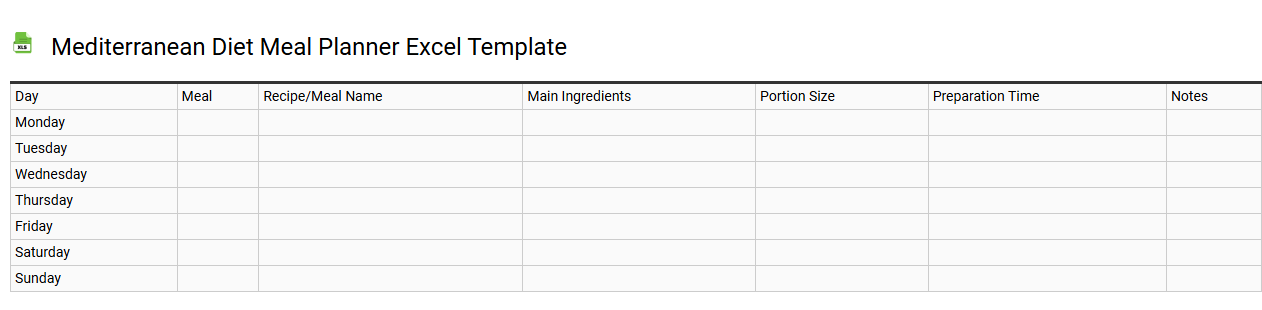 Mediterranean diet meal planner Excel template