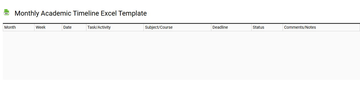 Monthly academic timeline Excel template