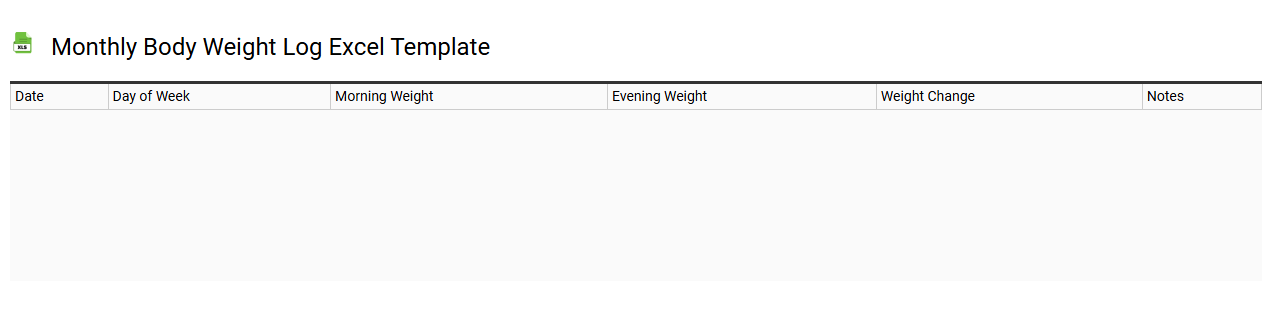 Monthly body weight log Excel template