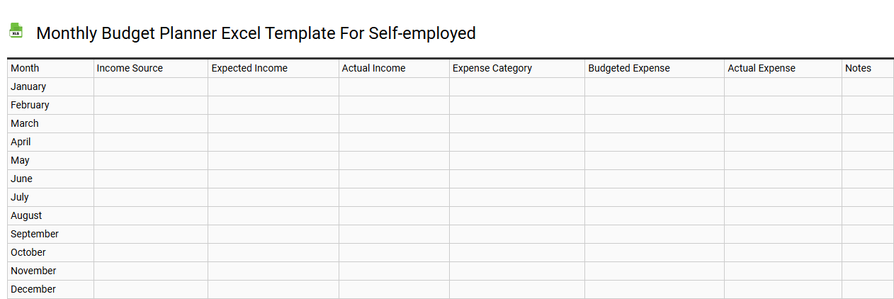 Monthly budget planner Excel template for self-employed