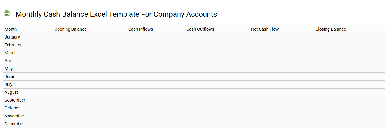 Monthly cash balance Excel template for company accounts