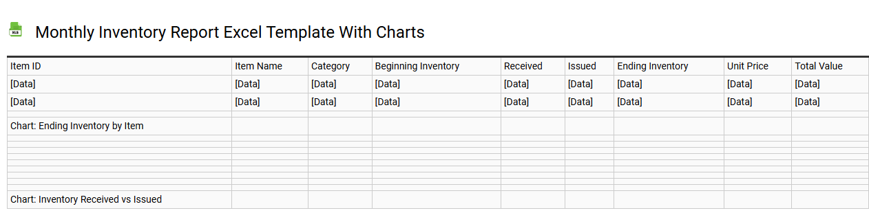 Monthly inventory report Excel template with charts