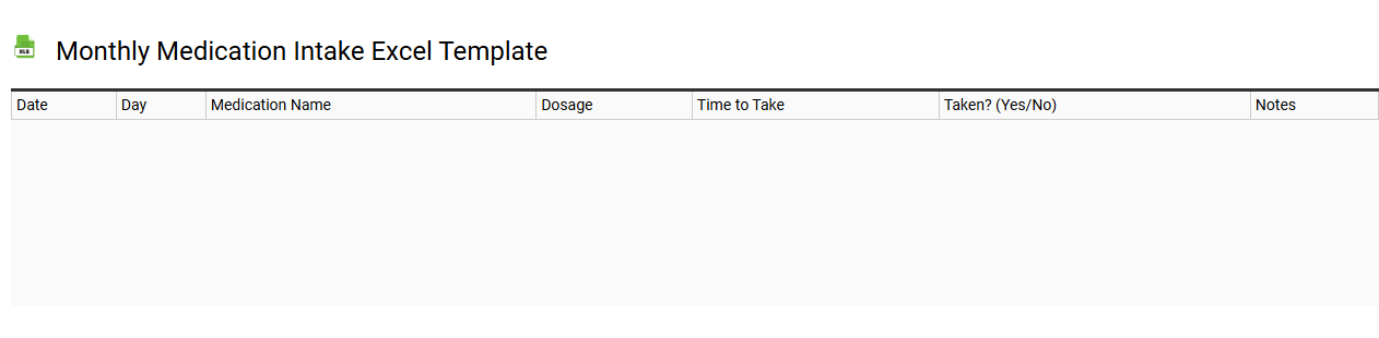 Monthly medication intake Excel template