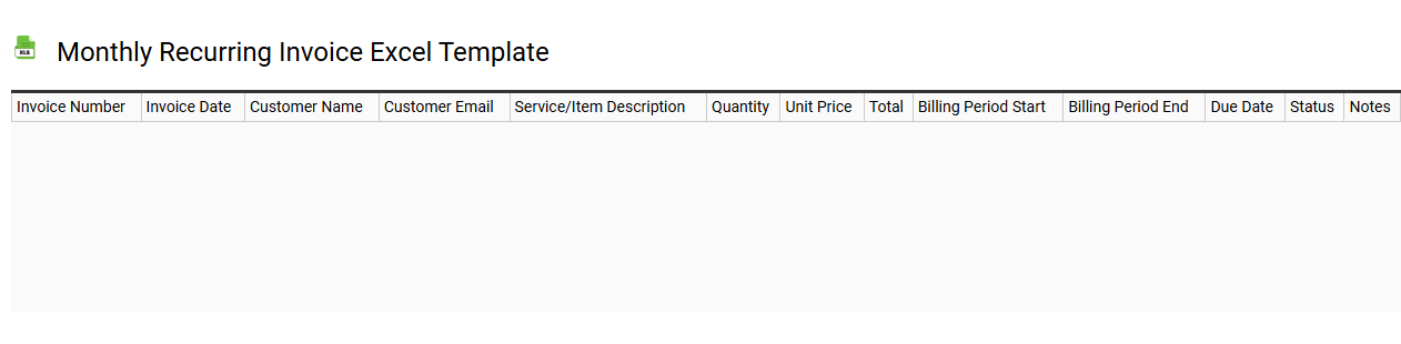 Monthly recurring invoice Excel template