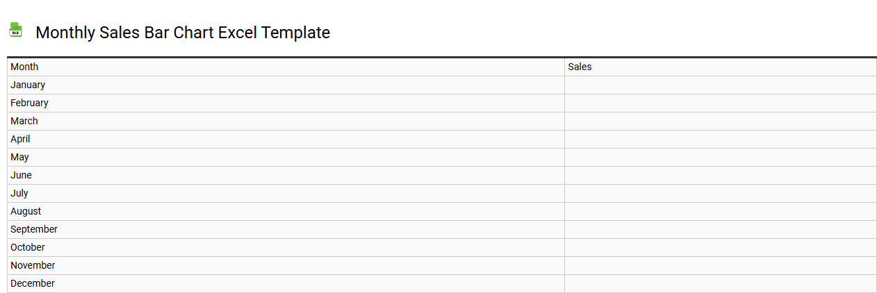 Monthly sales bar chart Excel template