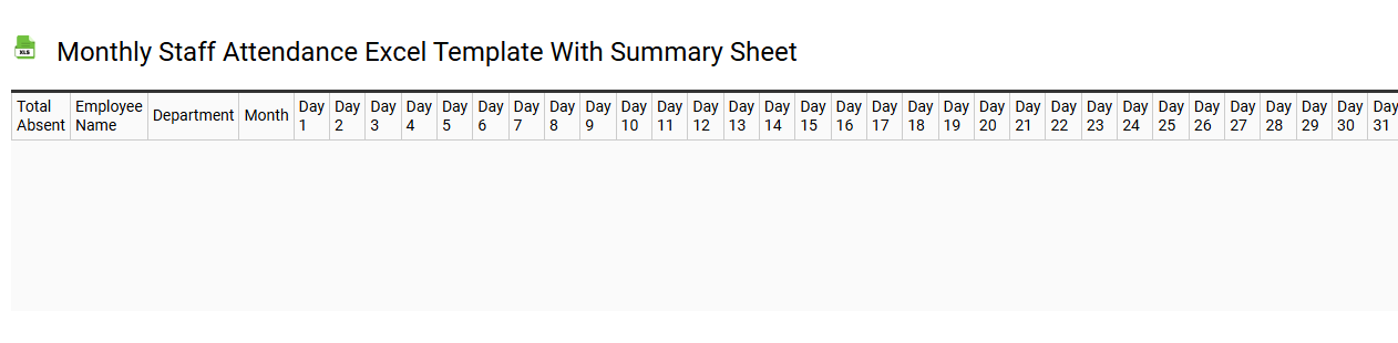 Monthly staff attendance Excel template with summary sheet