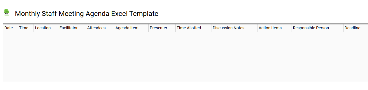 Monthly staff meeting agenda Excel template