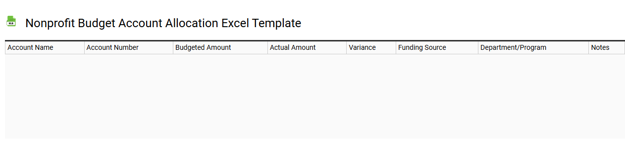 Nonprofit budget account allocation Excel template