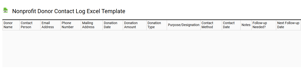 Nonprofit donor contact log Excel template