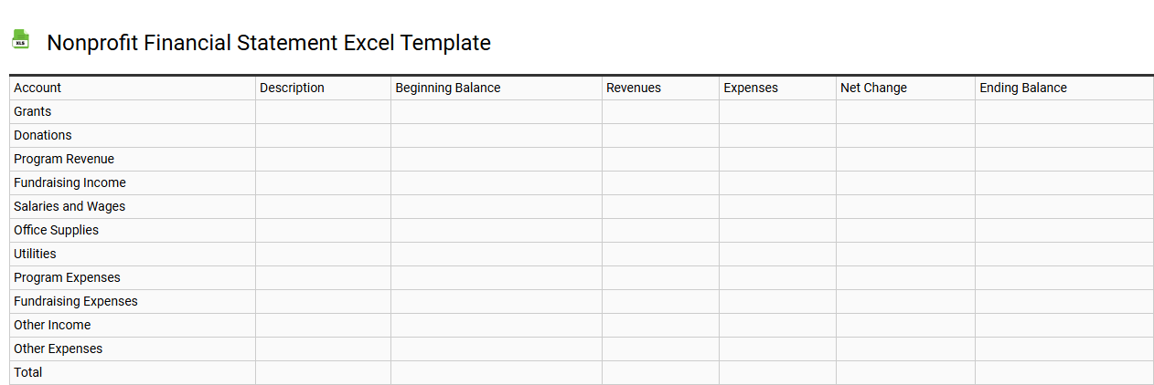 Nonprofit financial statement Excel template