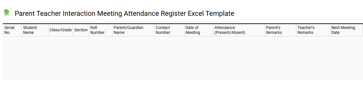 Parent teacher interaction meeting attendance register Excel template