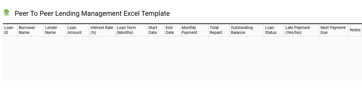 Peer to peer lending management Excel template