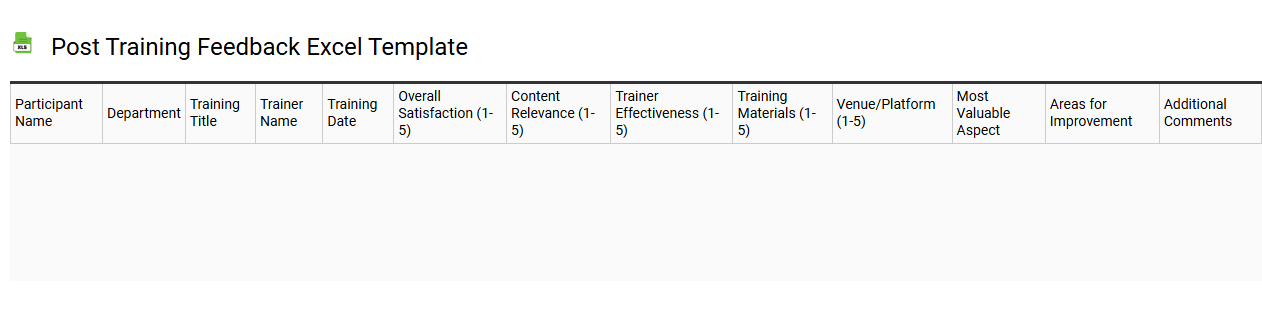 Post training feedback Excel template