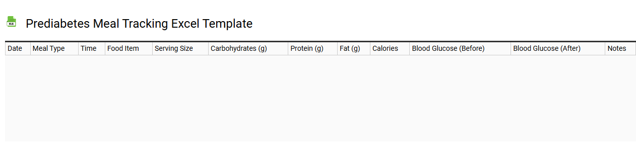 Prediabetes meal tracking Excel template