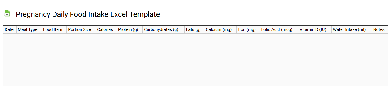 Pregnancy daily food intake Excel template