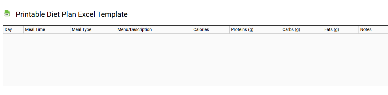 Printable diet plan Excel template