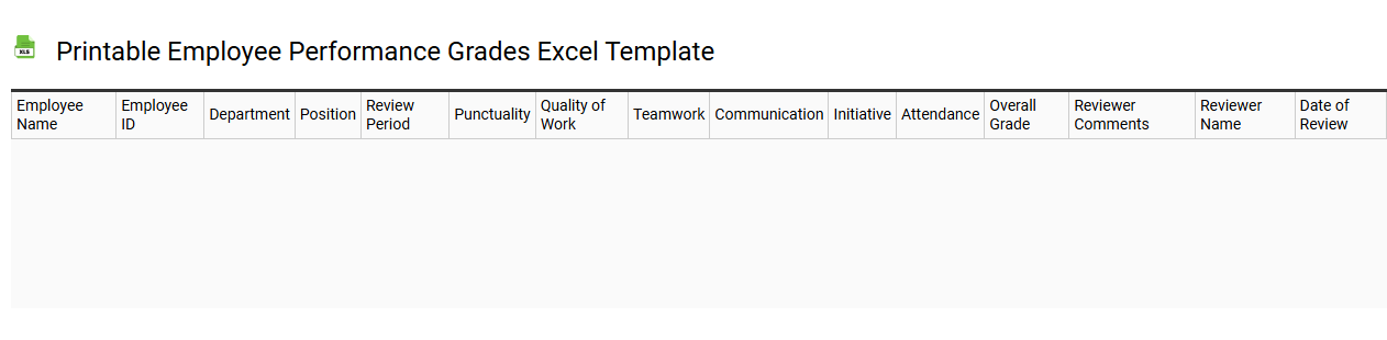 Printable employee performance grades Excel template