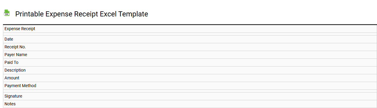 printable expense receipt Excel template