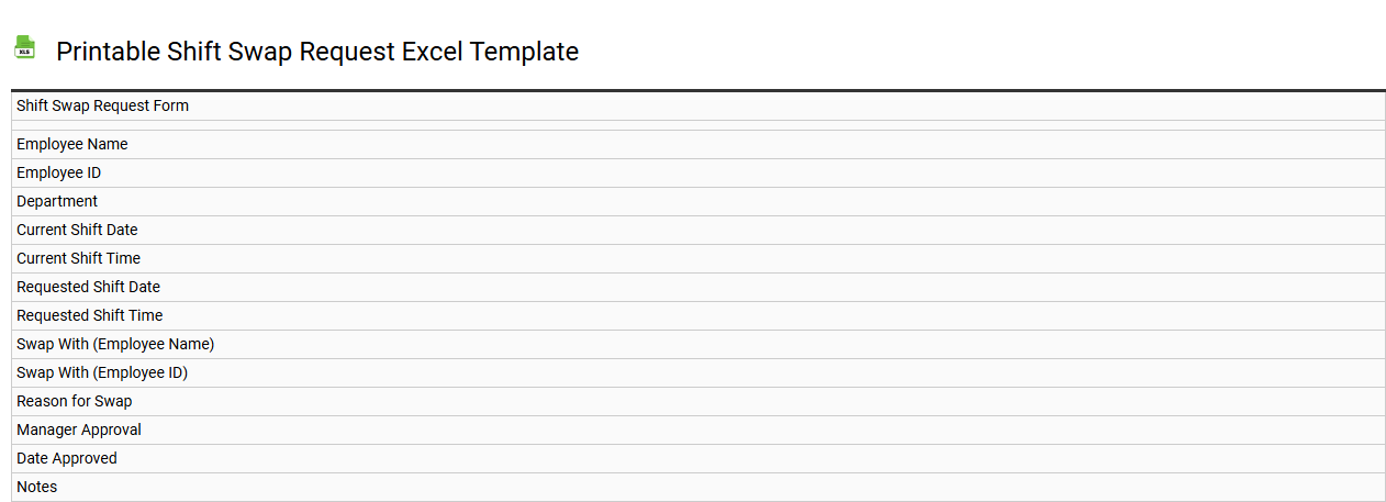 Printable shift swap request Excel template