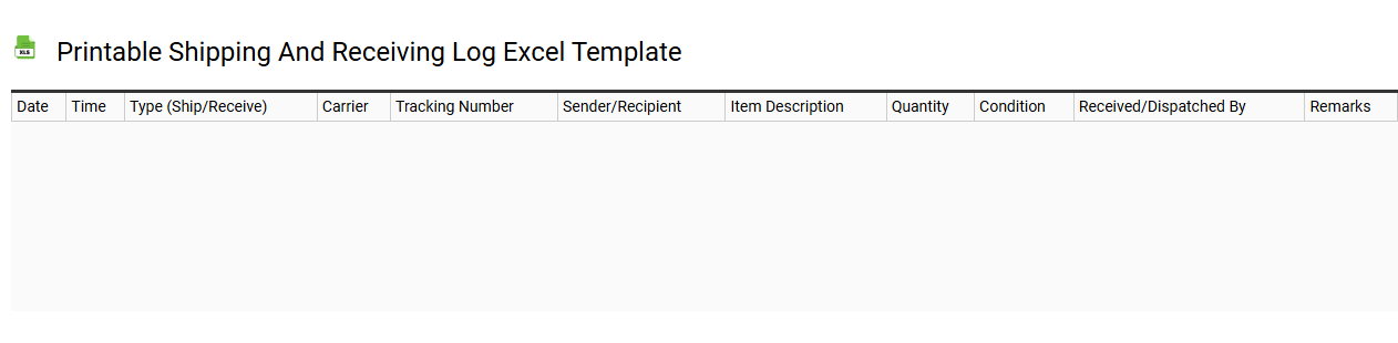 Printable shipping and receiving log Excel template