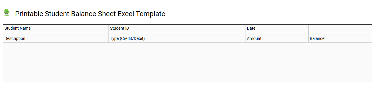 Printable student balance sheet Excel template