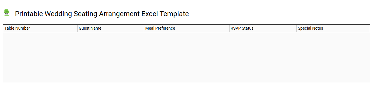 Printable wedding seating arrangement Excel template
