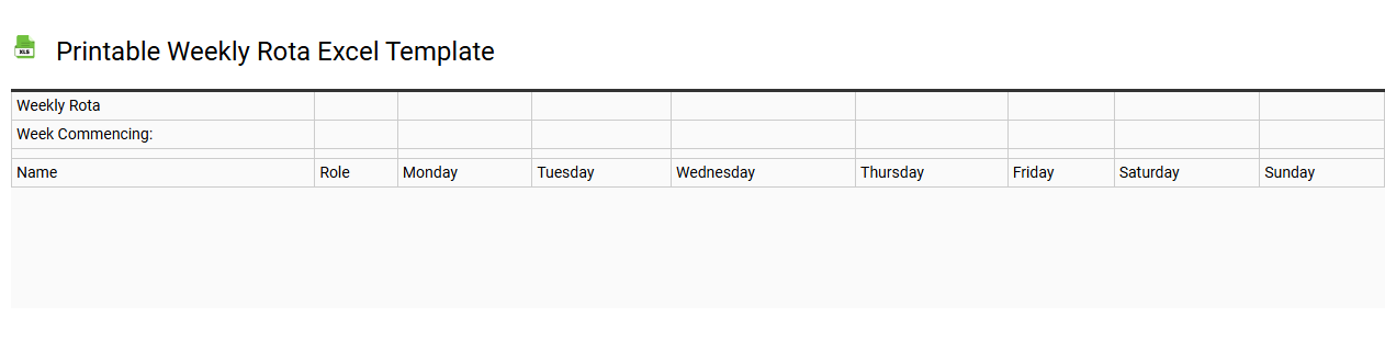 Printable weekly rota Excel template