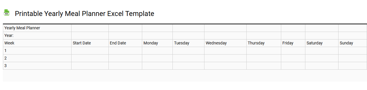 Printable yearly meal planner Excel template