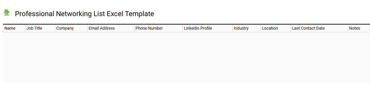 Professional networking list Excel template