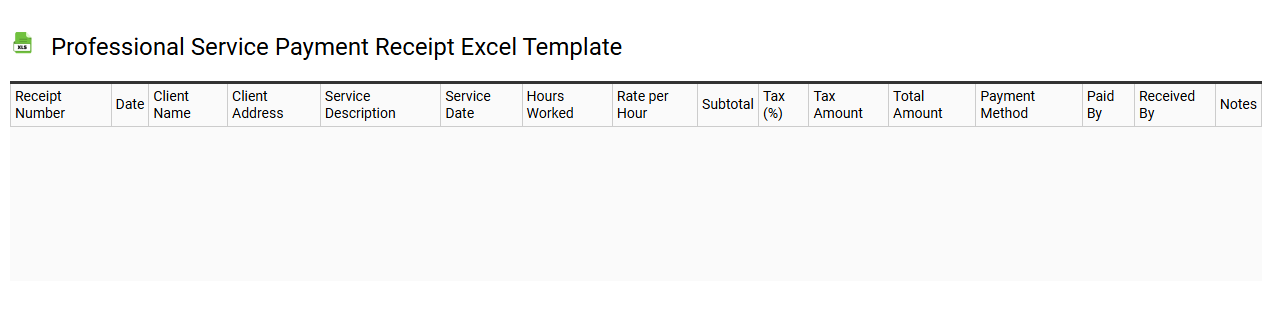 Professional service payment receipt Excel template