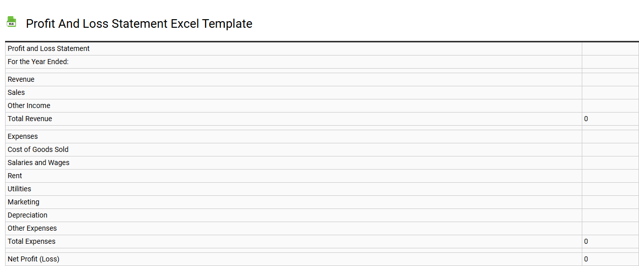 Profit and loss statement Excel template