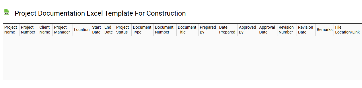 Project documentation Excel template for construction