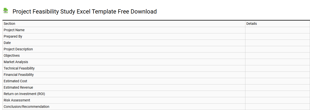 Project feasibility study Excel template free download