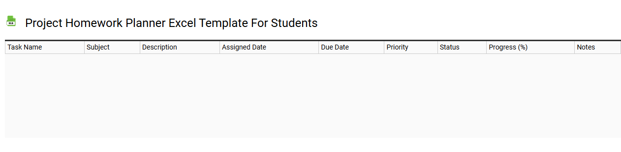 Project homework planner Excel template for students