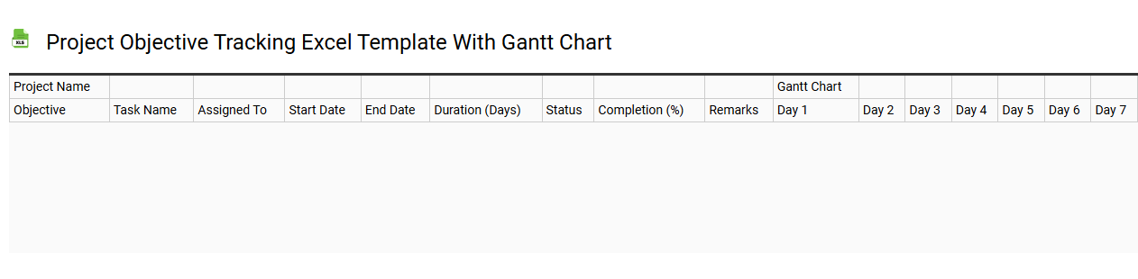 Project objective tracking Excel template with Gantt chart