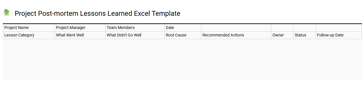 Project post-mortem lessons learned Excel template