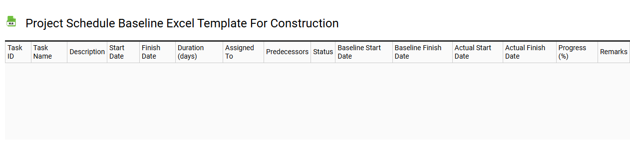Project schedule baseline Excel template for construction