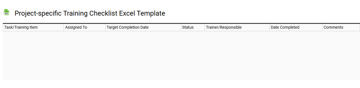 Project-specific training checklist Excel template