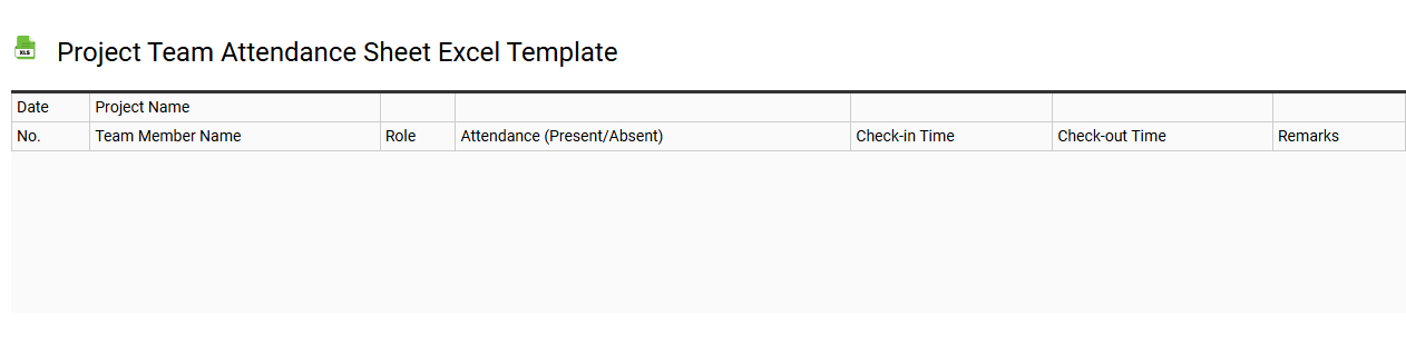 Project team attendance sheet Excel template
