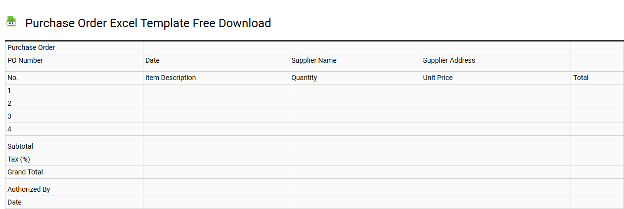 Purchase order Excel template free download