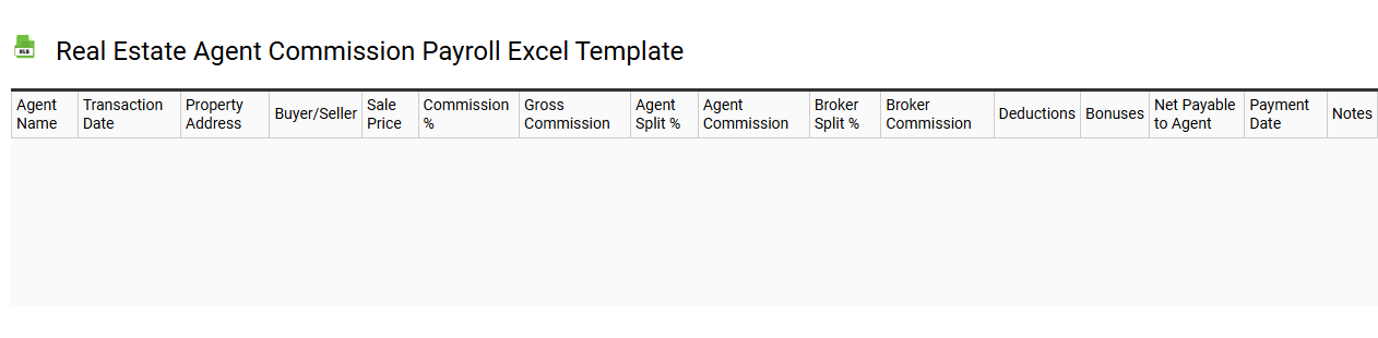 Real estate agent commission payroll Excel template