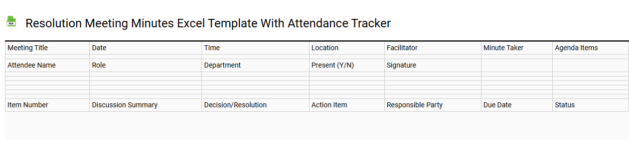 Resolution meeting minutes Excel template with attendance tracker