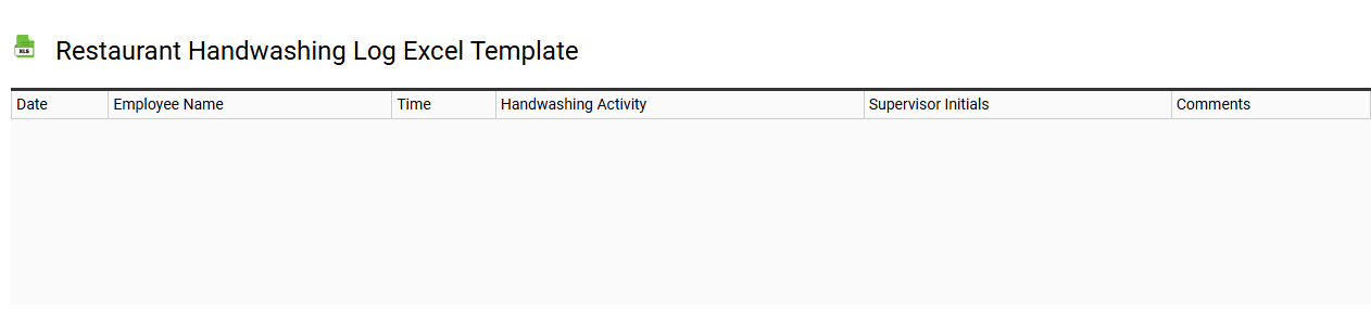 Restaurant handwashing log Excel template