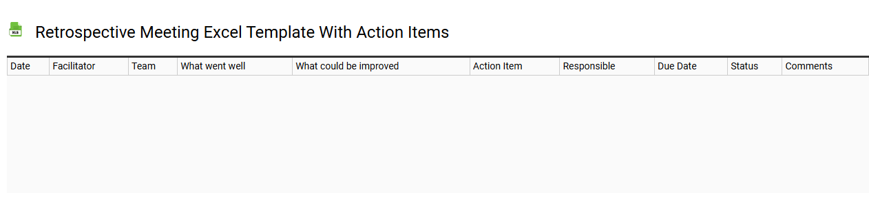 Retrospective meeting Excel template with action items