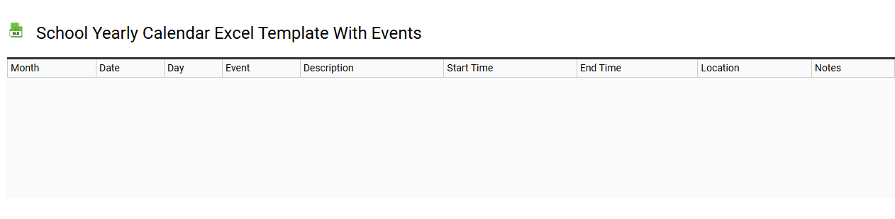 School yearly calendar Excel template with events