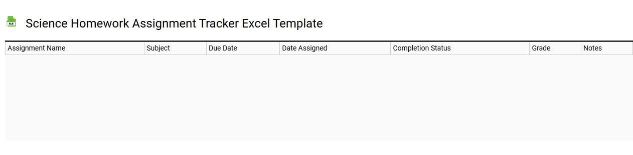 Science homework assignment tracker Excel template